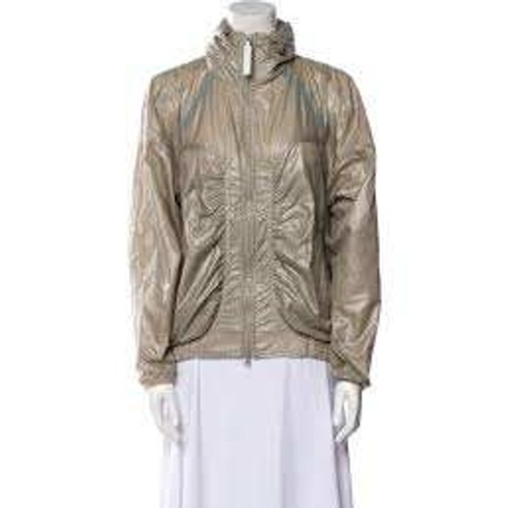Adidas by Stella McCartney Metallic Silver Ruched Windbreaker Jacket Large L - Picture 14 of 14